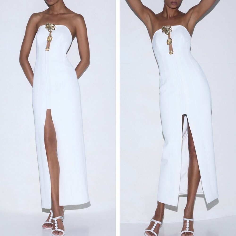 BEST Aclwe Hawick Maxi Dress AU10/US6 Ivory White Event Wedding Cocktail - Picture 2 of 10